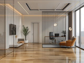 Interior of contempotary modern office. Minimalistic corporate design.