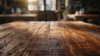 Sticker - Wood table blur background. Generative AI