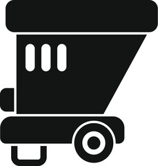 Poster - Black silhouette icon of a mobile concrete mixer transporting cement on a construction site