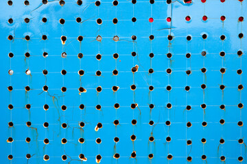 Canvas Print - Abstract blue color metal with dot texture background