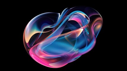 Aufkleber - An abstract form with vibrant colors swirling in a black void