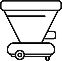Poster - Smart farm machine seeding new crops on the field, line icon design