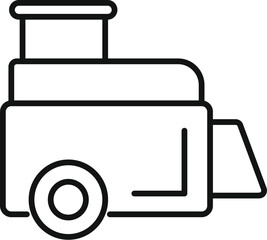 Poster - line icon of an airport ground handling bus transporting luggage