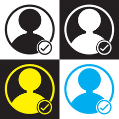 Wall Mural - check user icon vector accept person profile avatar with checkmark yes tick symbol, checked user pro
