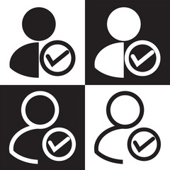 Wall Mural - check user icon vector accept person profile avatar with checkmark yes tick symbol, checked user pro