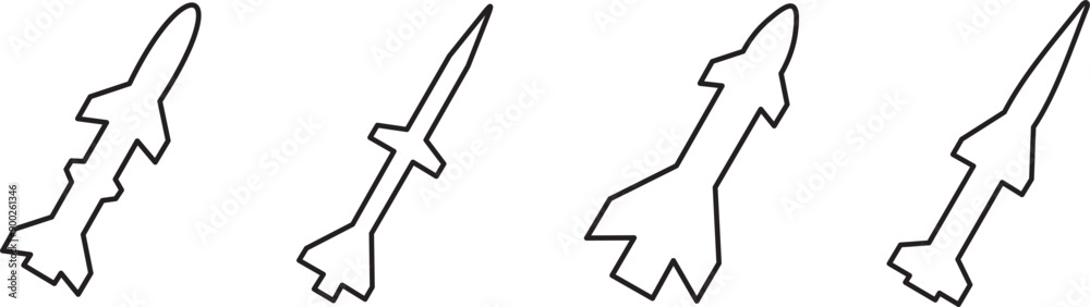 Missile bomb icon set. Rocket illustration symbol. Sign army weapon ...