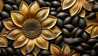 Wall Mural -  Turkish sunflower seeds pattern background