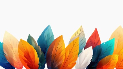 Wall Mural - Bright and colorful rainbow feathers frame your design, adding a vibrant touch that stands out on a clean white backdrop.