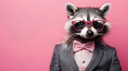 Wall Mural - Raccoon in a Suit and Bow Tie