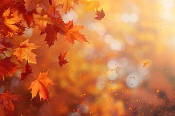 Poster - A bunch of leaves floating through the air