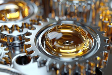 Canvas Print - A detailed view of a machine's inner workings, featuring multiple gears and mechanical components