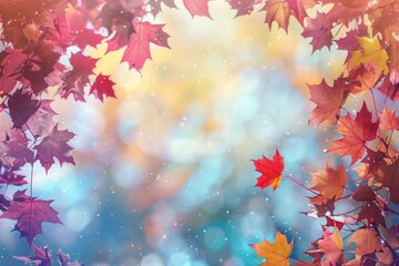 Poster - Autumn foliage blowing in the air, capturing the vibrant colors and textures of falling leaves