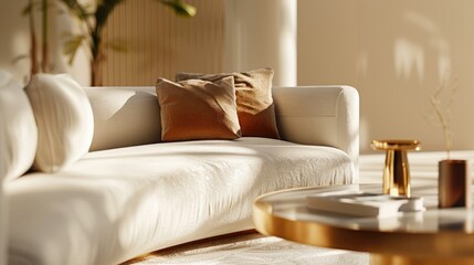 Poster - A comfortable living room with a couch and a coffee table