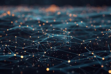 Poster - Visual layout of interconnected systems and information assessment on a dark background