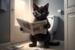 © Peredniankina - A quirky cat in the toilet reading a newspaper