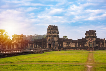 Wall Mural - Angkor Wat, ancient temple ruins in Cambodia