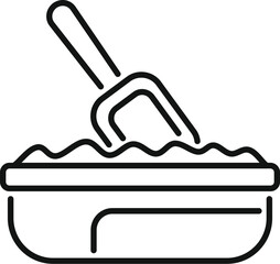 Poster - Simple line icon of a cat litter box with a scoop, perfect for pet care and hygiene related designs