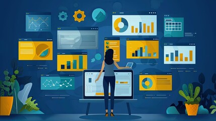 vector, illustration, Web design template. Vector illustration concept of website design and development, app development, seo, business presentation, marketing