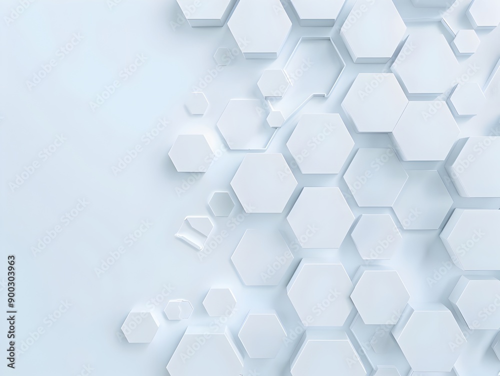 3d render, abstract white background with hexagon pattern for ...