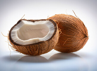 Wall Mural - Coconuts on white background