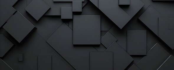 Poster - Black background with abstract geometric shapes, simple minimalistic design, dark gray color palette, high resolution, vector graphics, flat style, high contrast, sharp edges, shadows and highlights, 