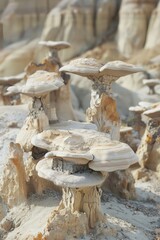 Poster - A cluster of mushrooms perched on top of a rocky outcropping