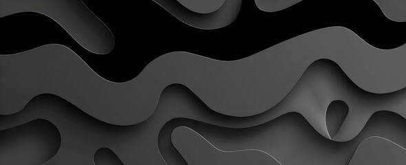 Poster - Black background with abstract geometric shapes, simple minimalistic design, dark gray color palette, high resolution, vector graphics, flat style, high contrast, sharp edges, shadows and highlights, 