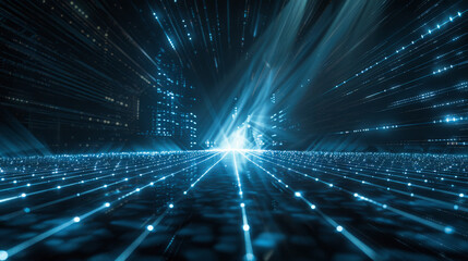 Poster - Digital background featuring an abstract, digital space with glowing lights and futuristic elements