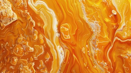 Poster - A detailed view of a beautiful orange and white marble, great for use in designs related to luxury, elegance, or natural beauty