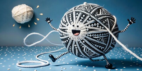 Wall Mural - a ball of thread with a smile