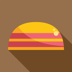 Poster - illustration featuring a yellow and pink striped dome with bubbles, casting a shadow on a brown wall