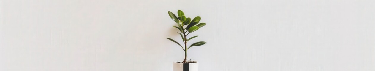 Wall Mural - Indoor Plant in Minimalist Pot Against White Wall