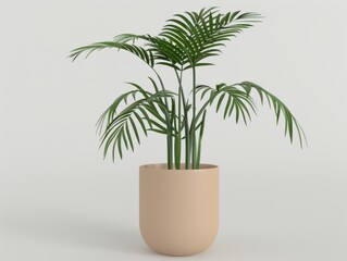 Wall Mural - Indoor Potted Tropical Plant in Minimalist Beige Pot