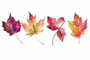 Canvas Print - A collection of variously colored leaves arranged on a clean white surface