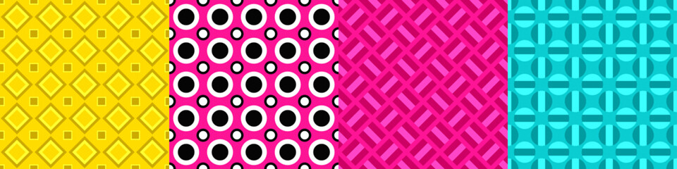 Poster - Seamless geometric threetone pattern set