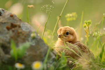 Poster - baby chicken in grass