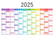 © Natali - Calendar planner for 2025. Colorful wall calendar in English on a white background.