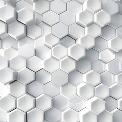 Poster - A white background with an array of hexagons in varying sizes, creating geometric patterns that evoke the feel and look of data visualization or computer graphics