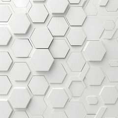 Poster - A white background with an array of hexagons in varying sizes, creating geometric patterns that evoke the feel and look of data visualization or computer graphics