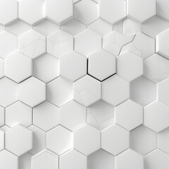 Poster - A white background with an array of hexagons in varying sizes, creating geometric patterns that evoke the feel and look of data visualization or computer graphics