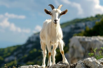 Poster - mountain goat on a mountain