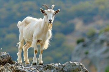 Poster - mountain goat on a mountain