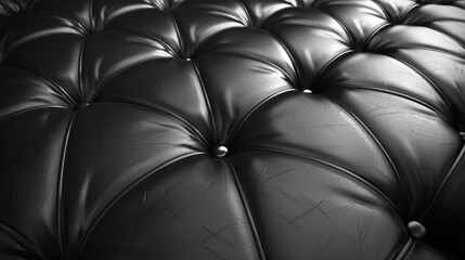 Wall Mural - Black Leather Upholstery Background with Button Tufting and Diamond Pattern for Elegant Design Concepts and Sophisticated Decora