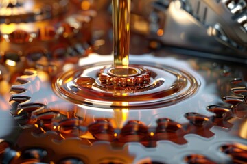 Poster - A glass of liquid sitting on top of a machine, ready for use