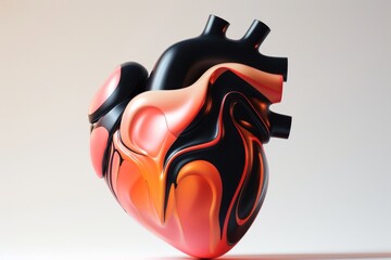 Poster - 3D icon of a heart represents emotion on blank background with glowing 3d heart shape