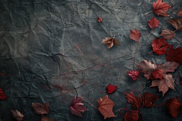 Aufkleber - A scattering of red leaves on a piece of paper, suitable for autumn or nature-inspired designs