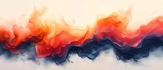 Canvas Print - Abstract Swirls of Red, Orange and Blue.