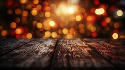 Aufkleber - A wooden table lit up with numerous lights, perfect for parties or events