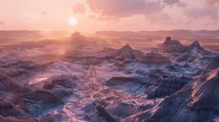 Poster - A beautiful sunset scene with mountains and desert landscape