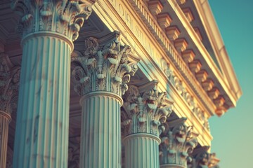 Poster - A close-up view of a building with multiple columns, often used for architectural or structural purposes